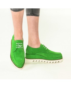 Pantofi din piele naturala verde Venus
