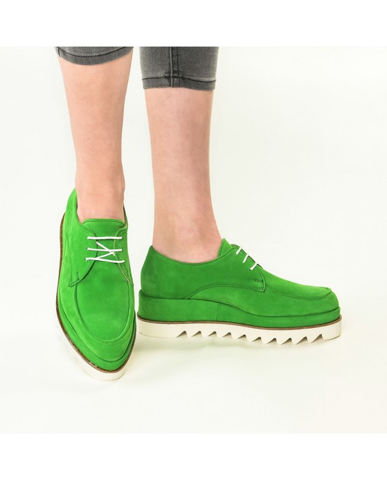 Pantofi din piele naturala verde Venus