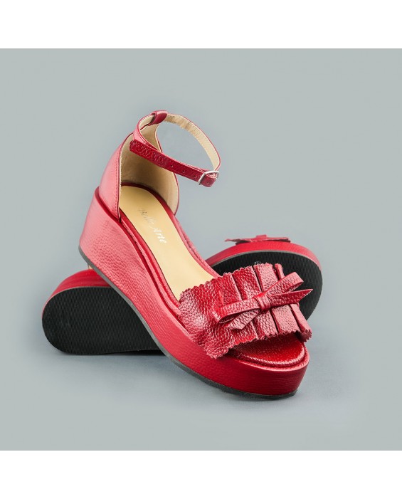 Sandale din piele naturala rosie Sonia
