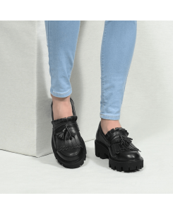 Pantofi din piele naturala neagra Tina