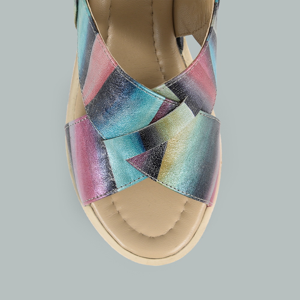 Sandale din piele naturala colorata Ana
