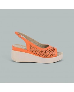 Sandale din piele naturala perforata orange Lisa