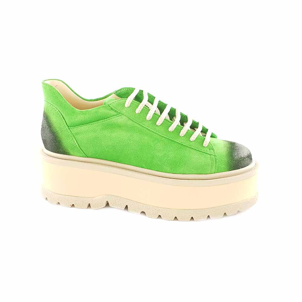 Sneakersi din piele intoarsa verde Sarah