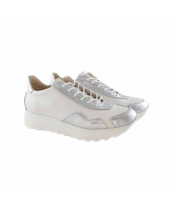 Pantofi sport din piele naturala alb-argintiu Ariana